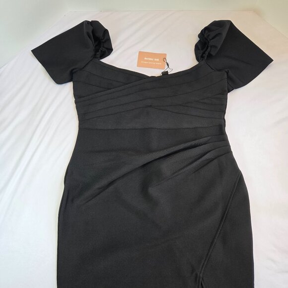 BAOSUU Midi Bodycon Dress Tummy Control Dress Sz: 12 Black - Picture 7 of 16